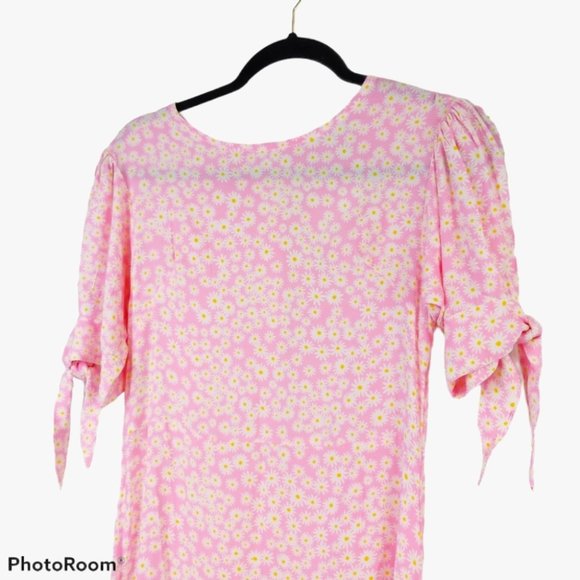 Faithfull the Brand Pink Emilia Floral Daisy Tie Midi Dress - Picture 4 of 10